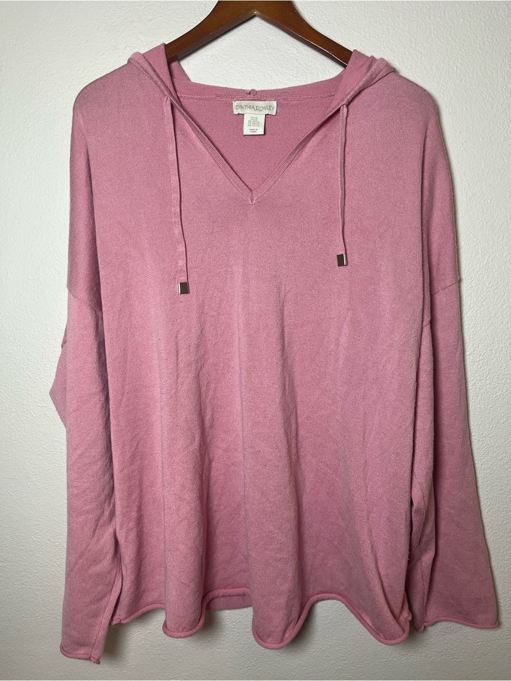 Cynthia Rowley Pink V-Neck Sweater with hood